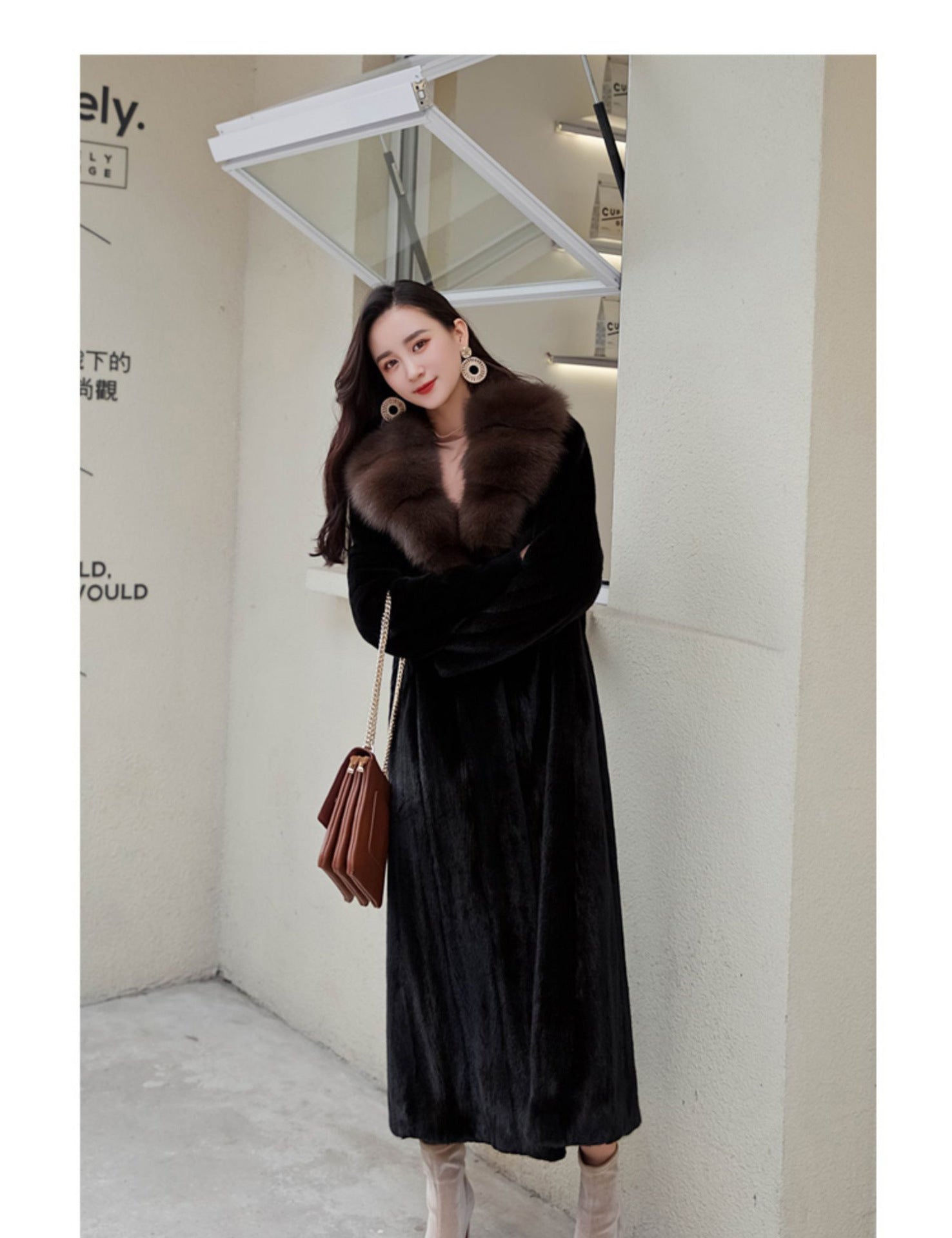 Luxurious Faux Fur Long Winter Overcoats for Women-Outerwear-Black-S-Free Shipping Leatheretro