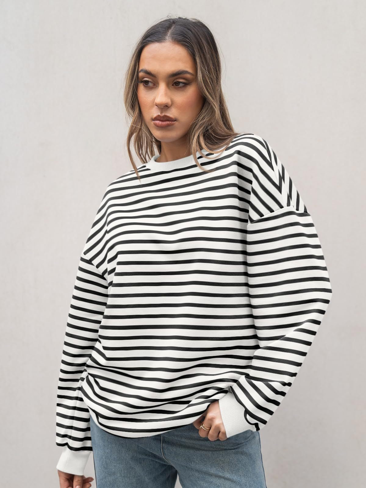 Casual Striped Long Sleeves Sports Hoodies-Sweater&Hoodies-White-S-Free Shipping Leatheretro