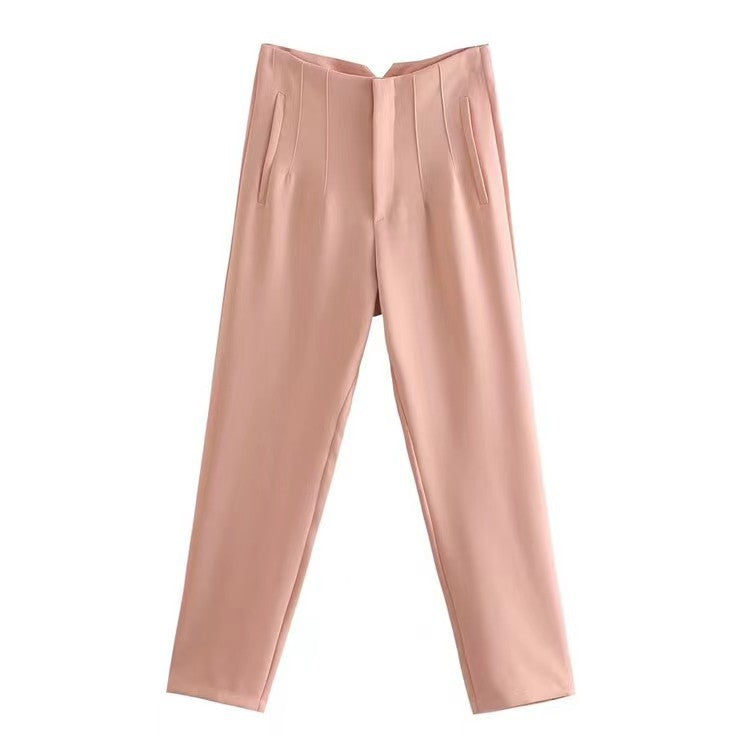 Casual Straight Women Pants-pants-Pink-S-Free Shipping Leatheretro