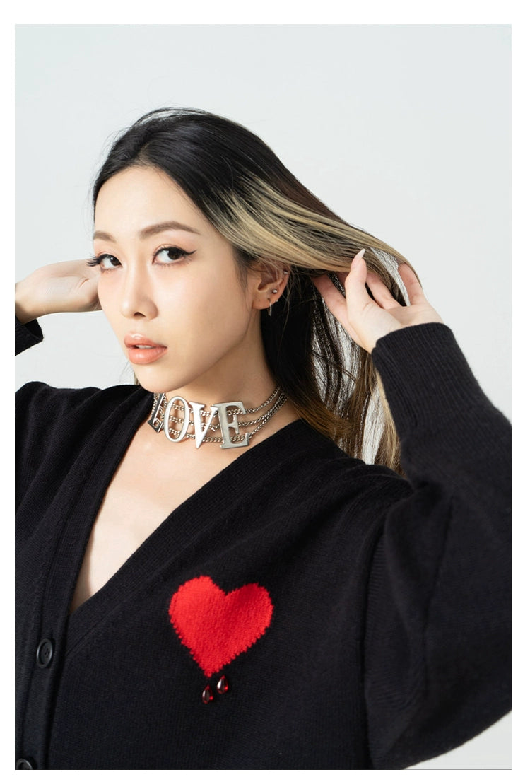 CLP Butterfly Love Beaded Cardigan - Oversized Knit Sweater-Black-Short- Three Buttons-Free Shipping Leatheretro