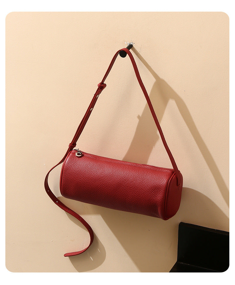 Women's Genuine Leather Tote Bag-Shoulder Bags-China Red-Free Shipping Leatheretro
