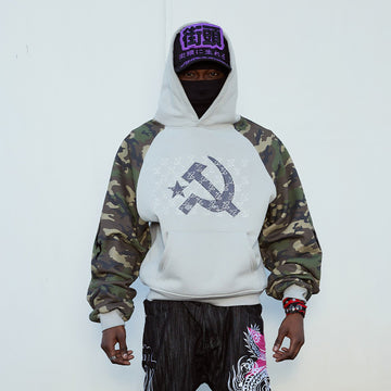 VINKID Embroidered Camo Raglan Panel Hoodie-Hoodie-S-Free Shipping Leatheretro