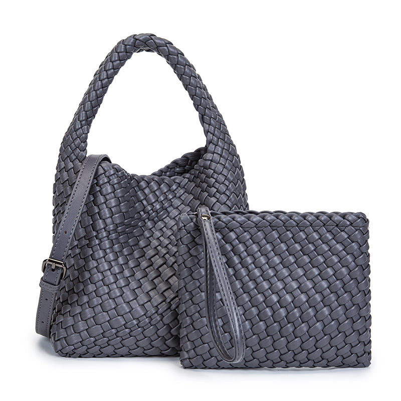 Summer PU Minimalist Boho Shoulder Bag with Detachable Mini Purse-Handbags-Black-Free Shipping Leatheretro