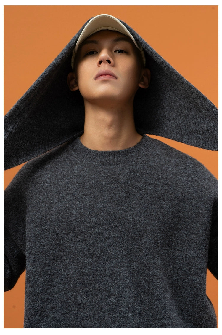 CLP Unisex Split Hoodie Snood Knit Sweater-Gray-S-Free Shipping Leatheretro