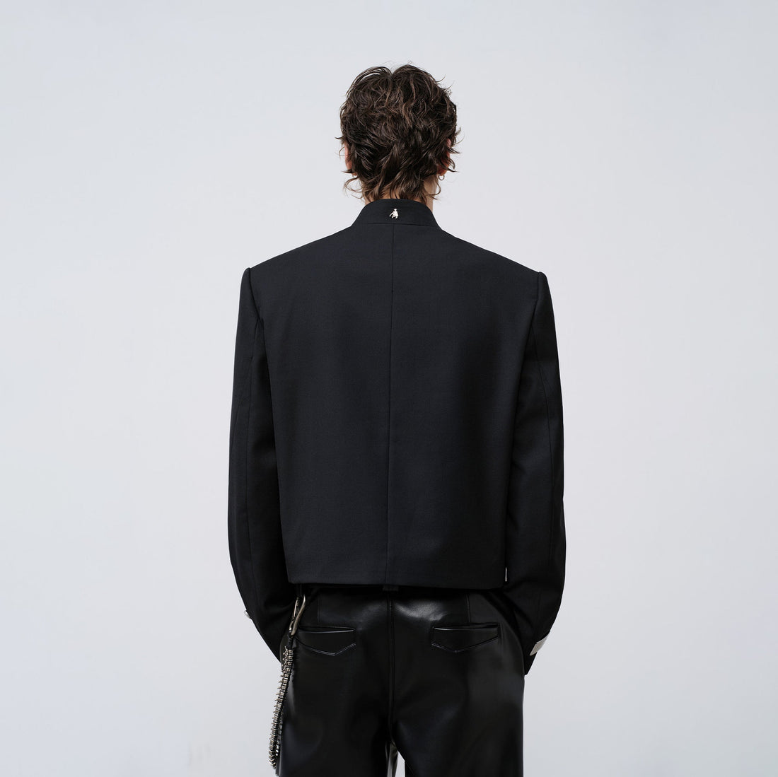 FACEONLAB Stand-Collar Metal-Shoulder Blazer Black-Jacket-M (Preorder)-Free Shipping Leatheretro