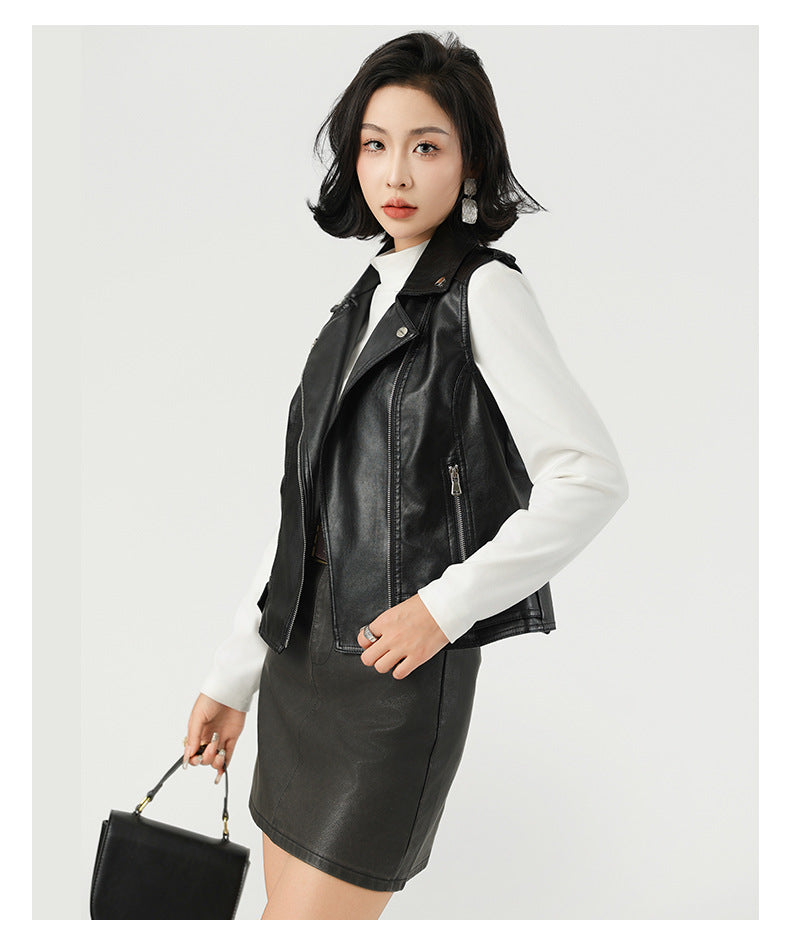 Women's Fashion PU Leather Vest – Stylish Sleeveless Jacket-Black-S-Free Shipping Leatheretro