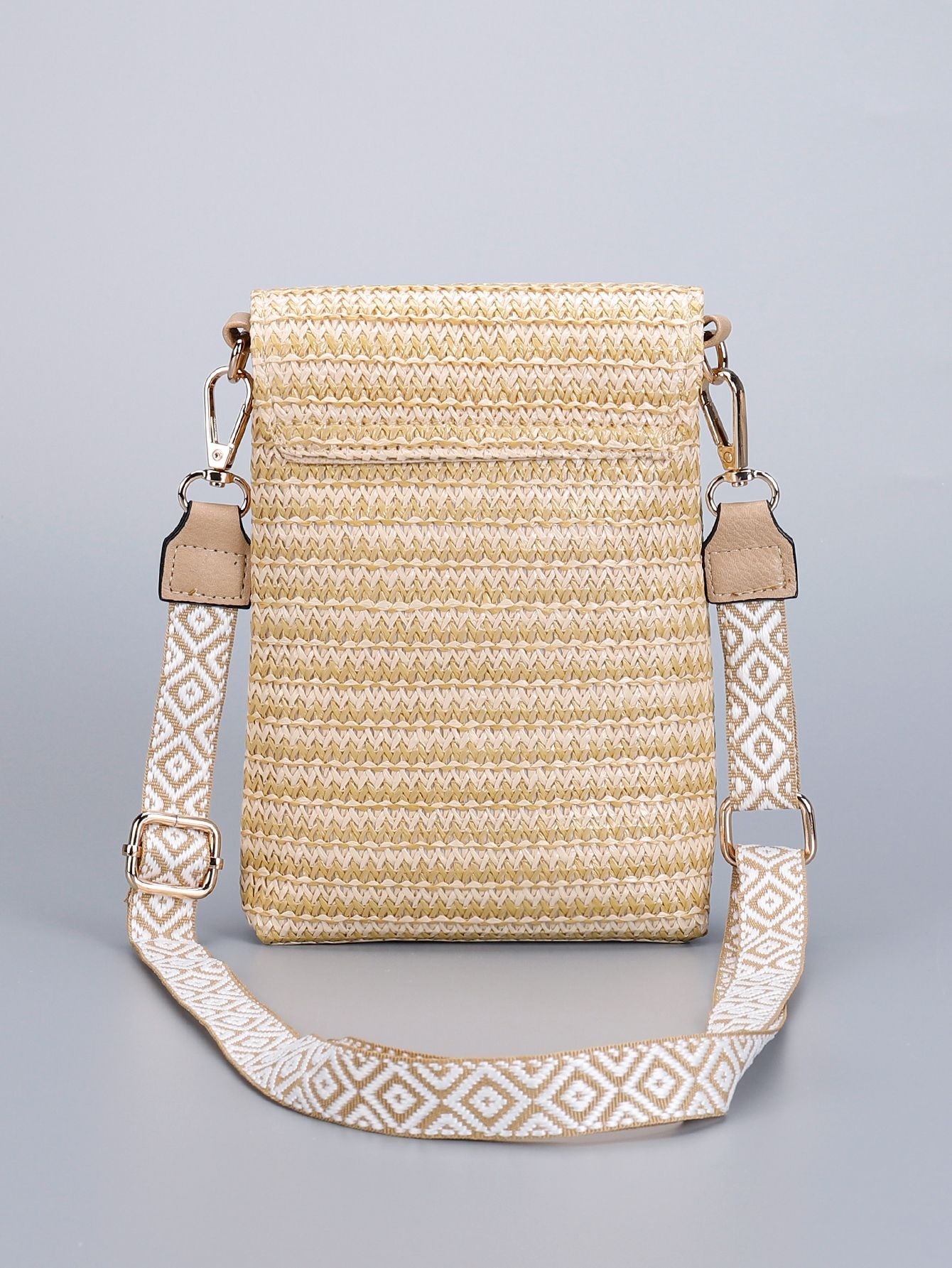 Woven Straw Crossbody Bag with Beaded Detail-1#-13*3.5*19-Free Shipping Leatheretro