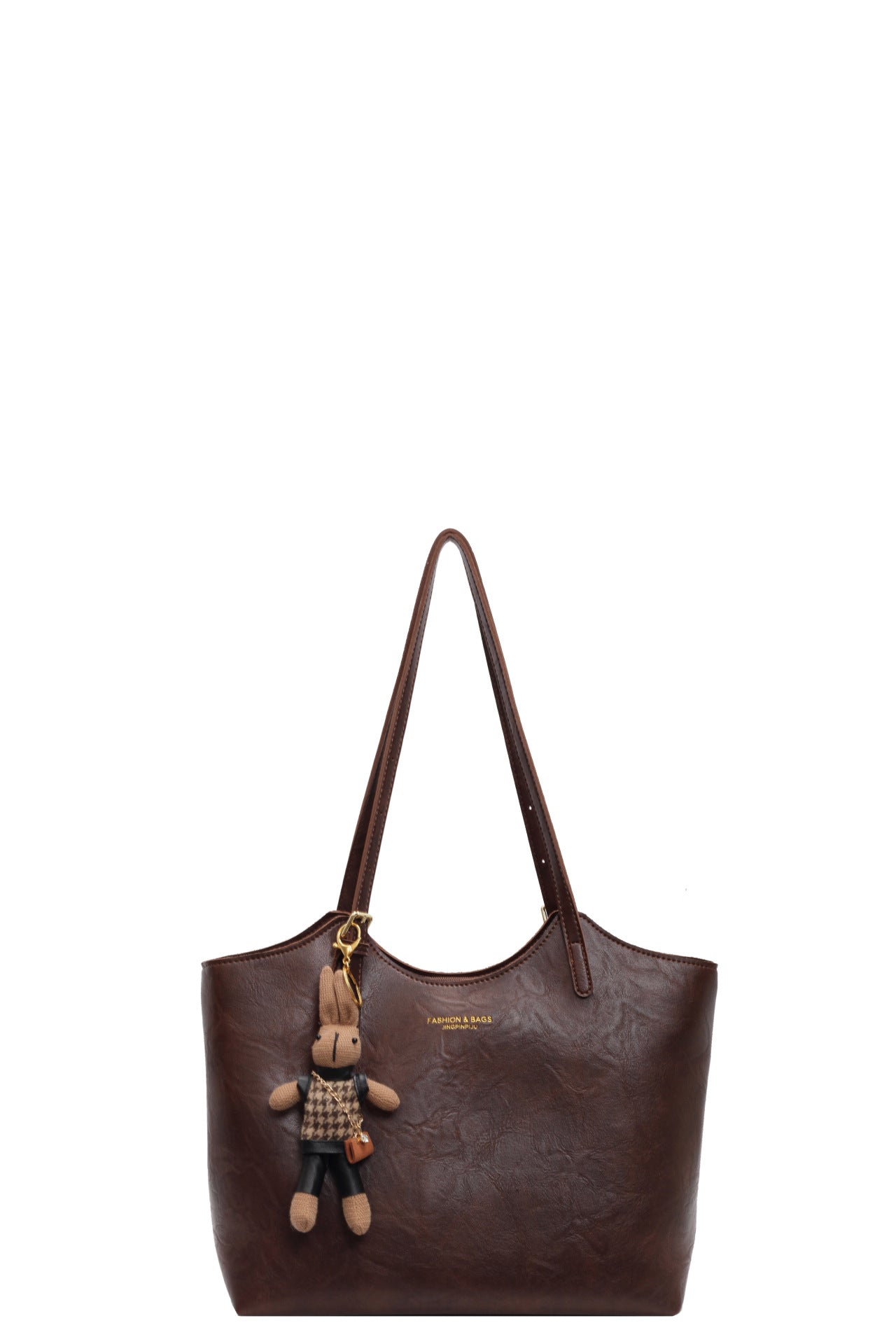 Vintage Soft Faux Leather Tote Bag for Women-Coffee with Pendant-Free Shipping Leatheretro