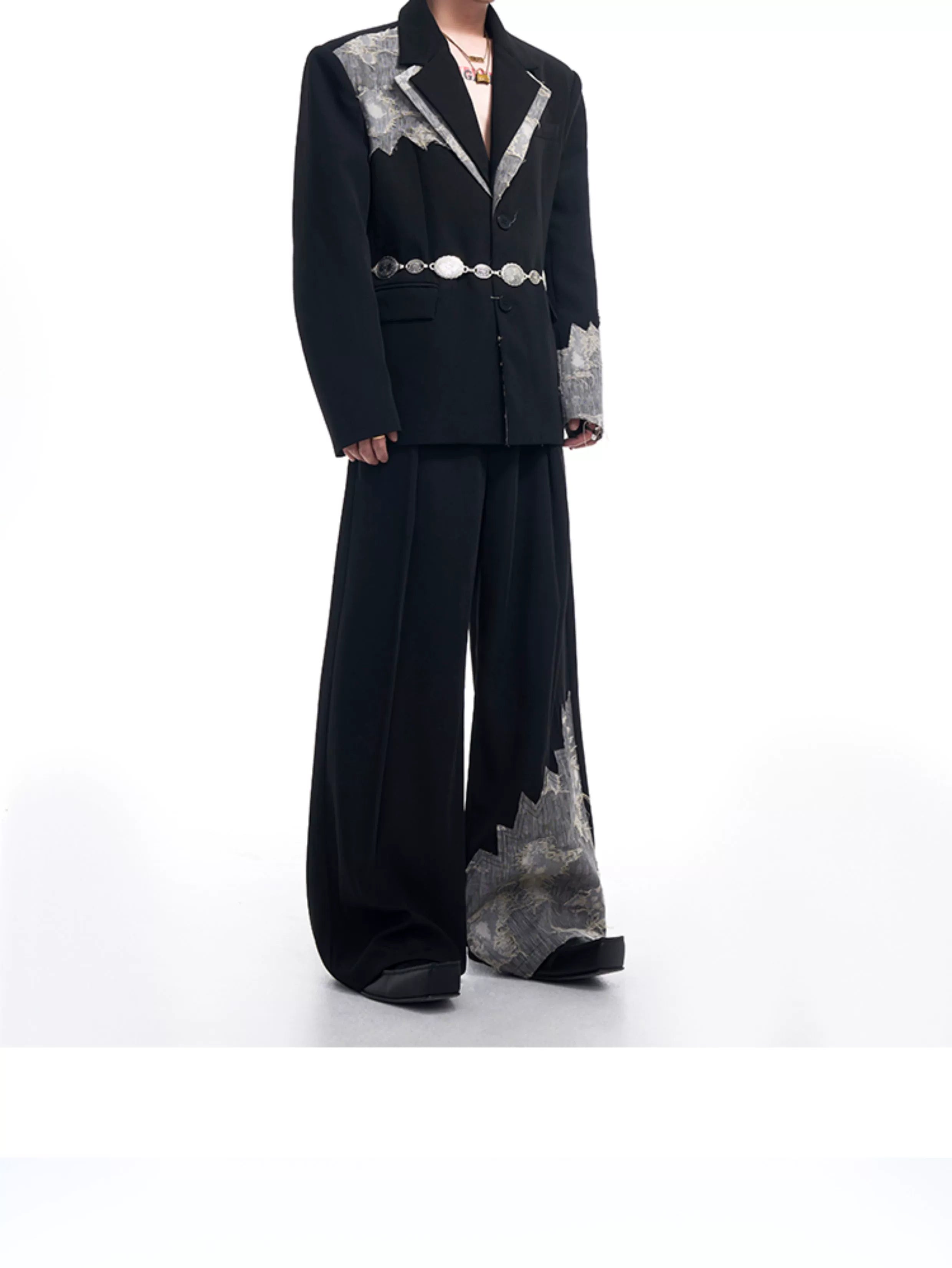 STARTEXCEEDEND Men's Luxury Slim-Fit Double-Breasted Blazer and Pants-Black Top-S 40-55kg-Free Shipping Leatheretro