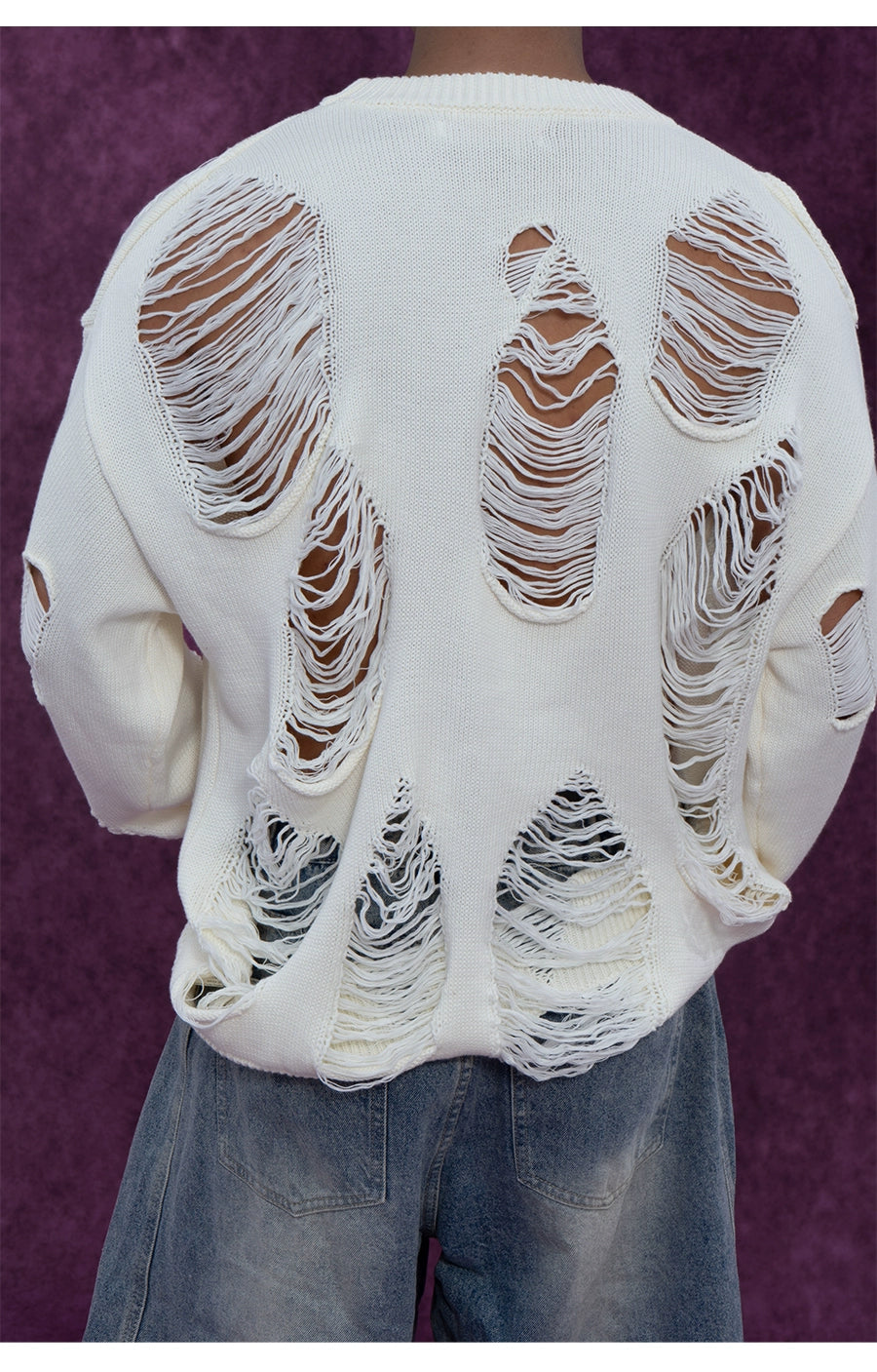 CLP Unisex Distressed Knit Sweater-Black-S-Free Shipping Leatheretro