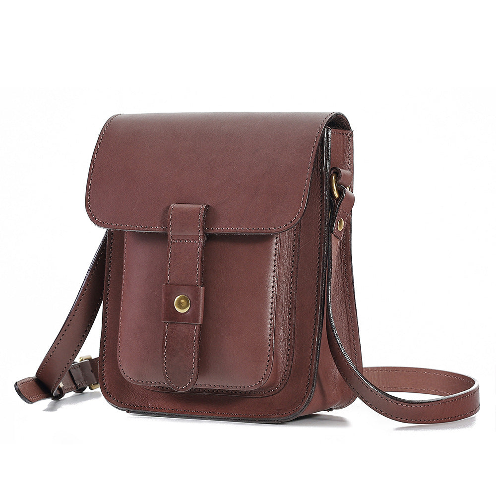 Vintage Vegetable-Tanned Leather Flap Bag-crossbody bags-Red-Free Shipping Leatheretro