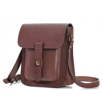 Vintage Vegetable-Tanned Leather Flap Bag-crossbody bags-Red-Free Shipping Leatheretro