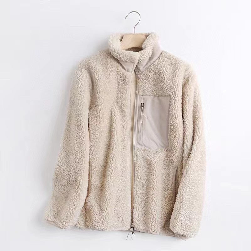 Casual Women and Men Winter Fleece Jacket Coats-Outerwear-Coffee-S-Free Shipping Leatheretro