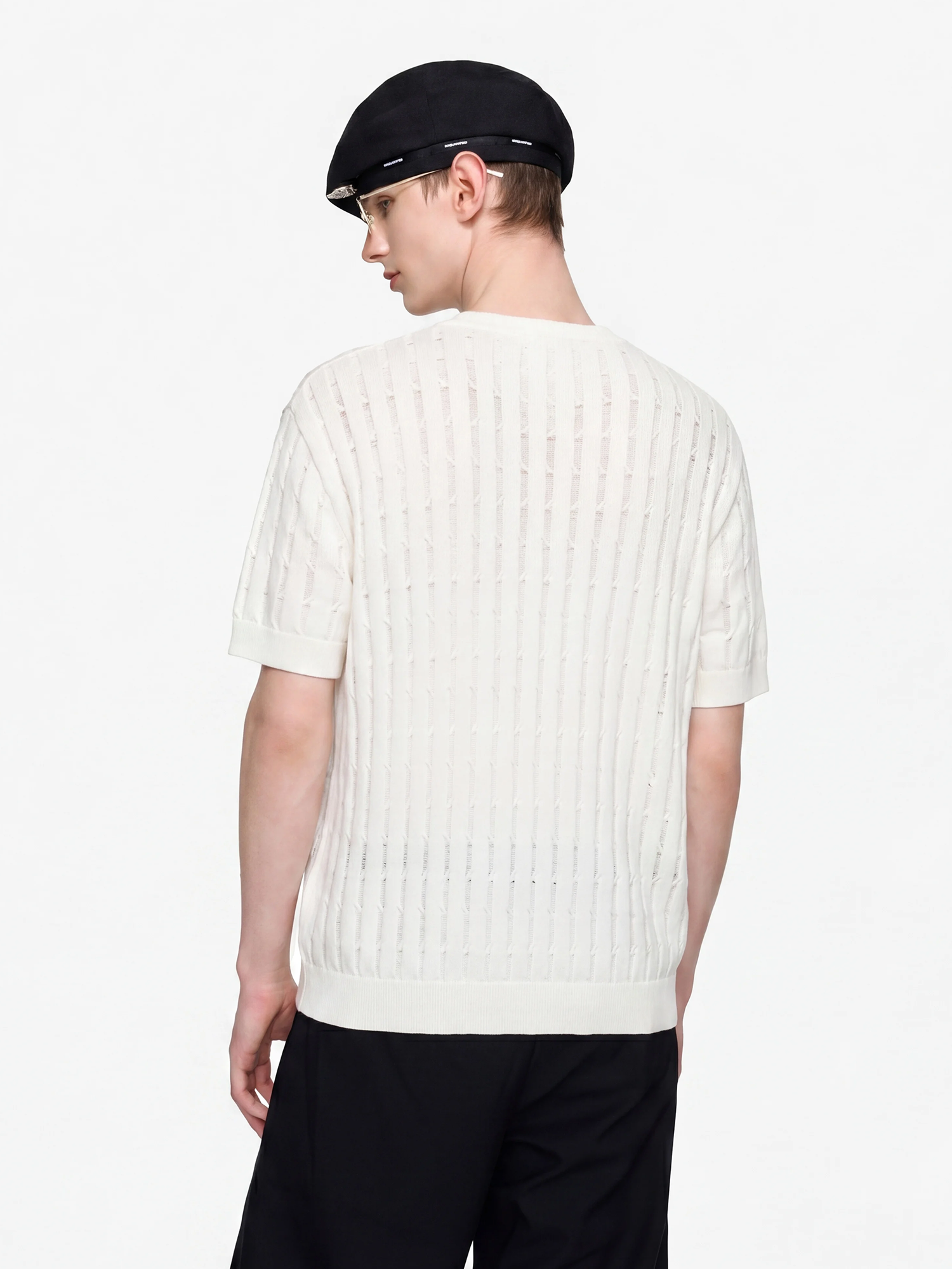 TIWILLTANG Essential Openwork Knitted T Shirt-T Shirt-S-Black-Free Shipping Leatheretro