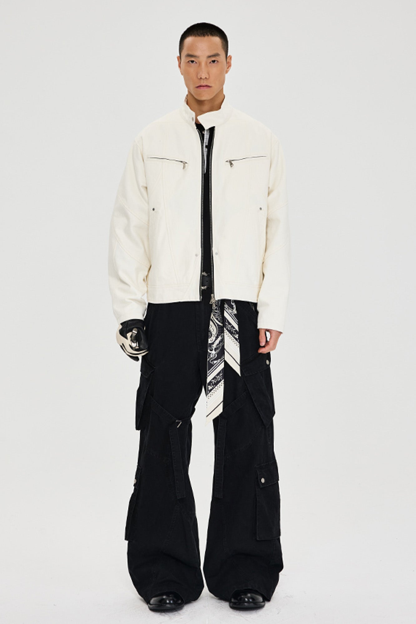 CATSSTAC Essential Harrington Raw Denim Jacket-Jacket-S (Preorder)-White-Free Shipping Leatheretro
