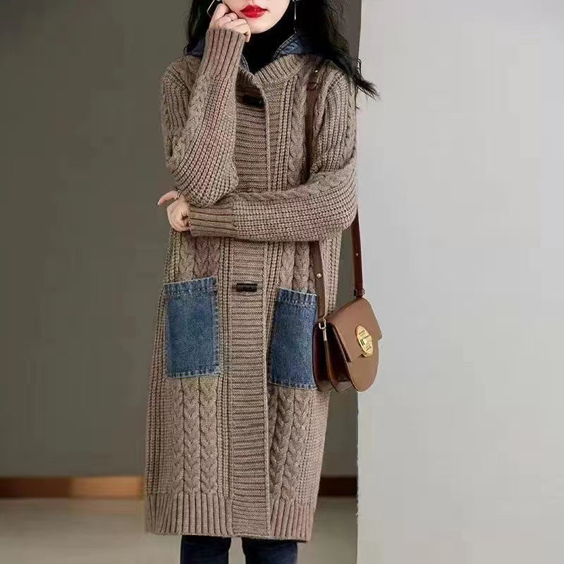 Casual Plus Sizes Knitted Cardigan Jacket Coats-Coats & Jackets-Coffee-M 40-50 kg-Free Shipping Leatheretro