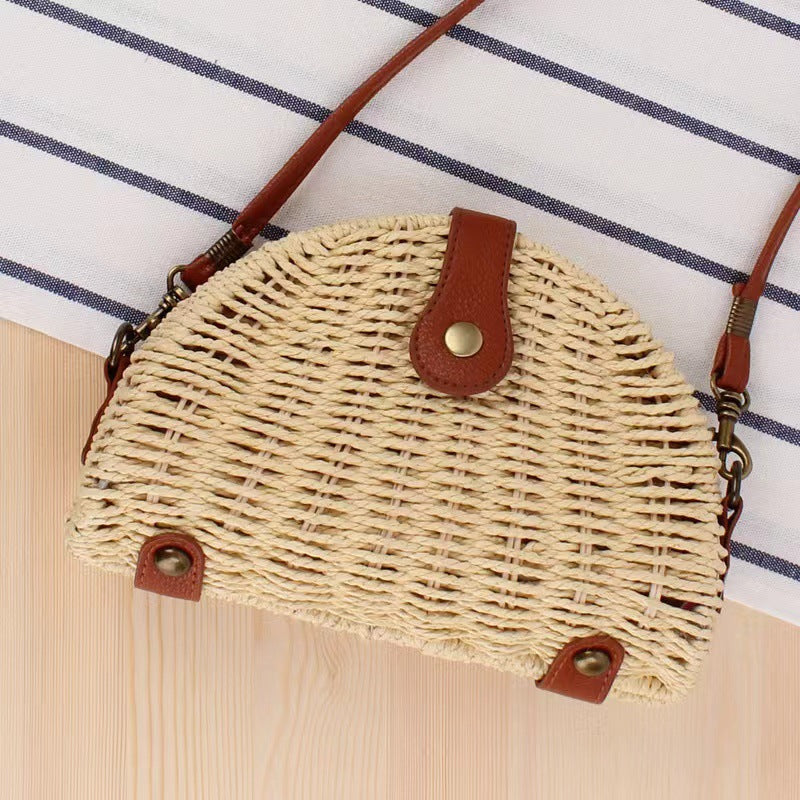 Vintage Woven Saddle Bag for Women-Off-white-Free Shipping Leatheretro