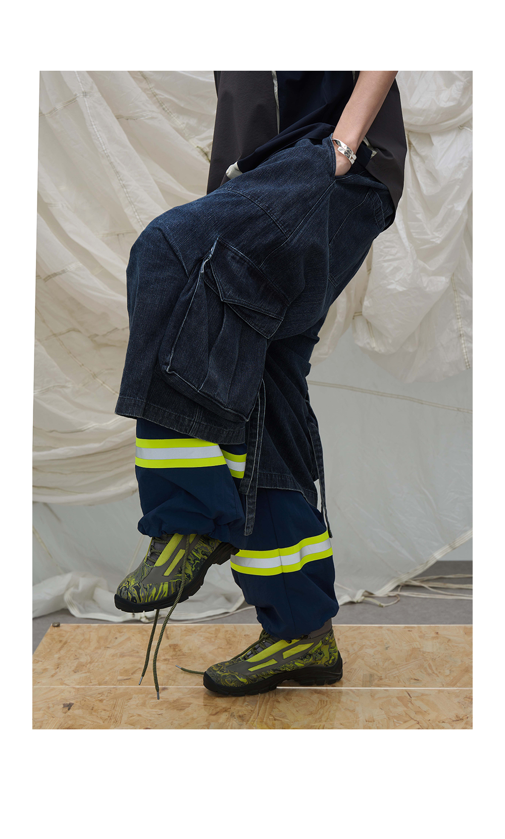 RELABEL Detachable Frill Tie-Detail Washed Denim Shorts - Distressed Blue Jeans-Blue-XS-Free Shipping Leatheretro