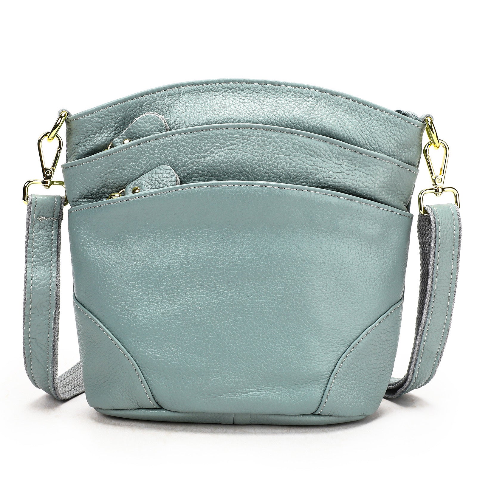 First-layer cowhide shoulder bag, soft cowhide bag, large-capacity genuine leather women's bucket bag.-Handbags-Lake blue-19.5cm*9.5cm*21cm-Free Shipping Leatheretro