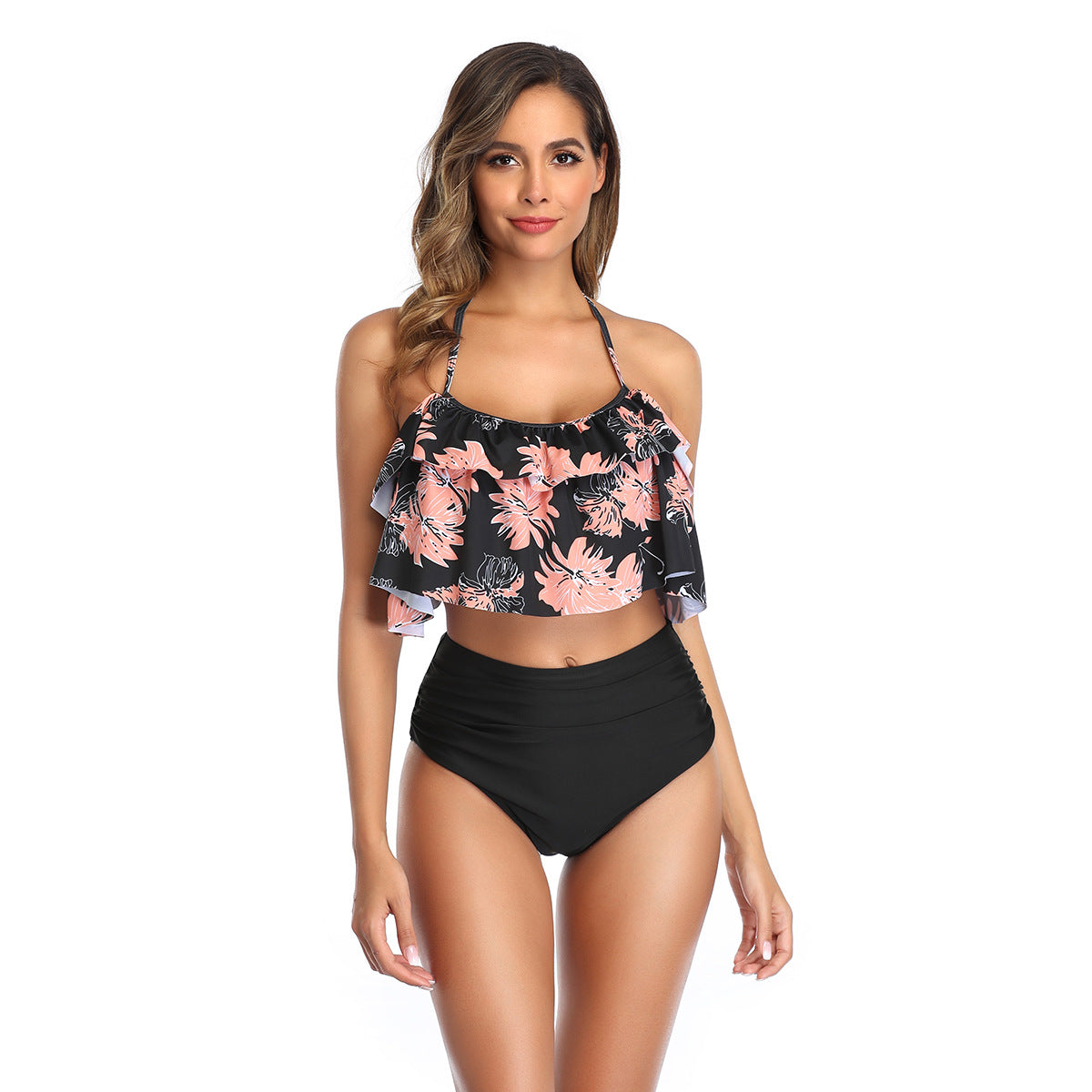 Sexy Ruffled Two Pieces Women Bikini Swimwear-Swimwear-E-S-Free Shipping Leatheretro