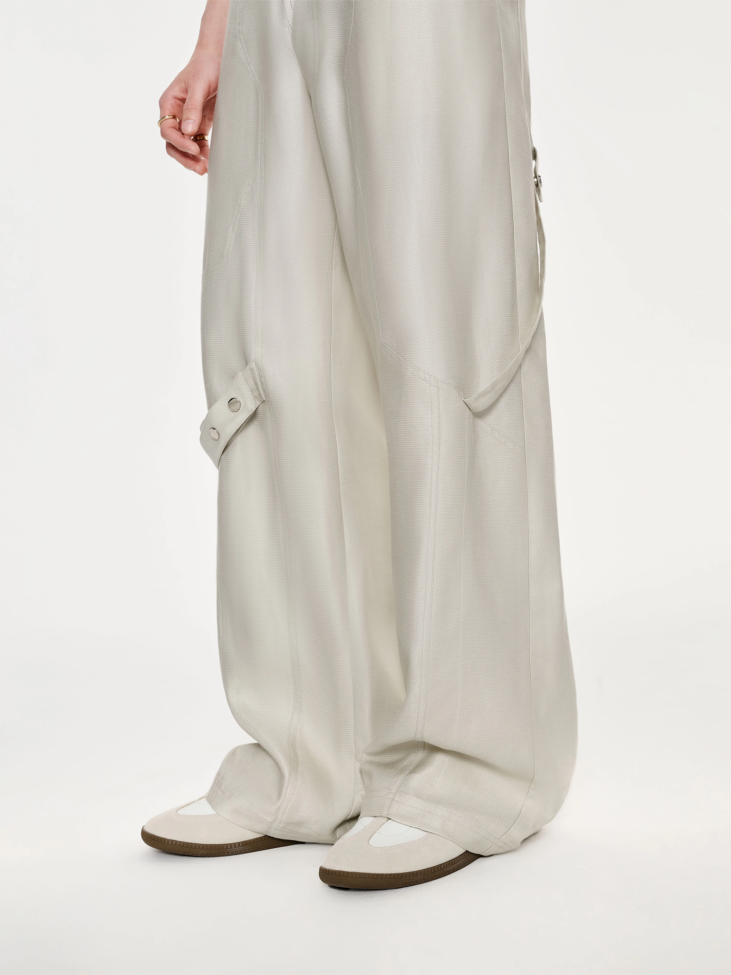 TIWILLTANG Contrast Panel Straight-Leg Pants-Pants-S / 28-31“-Free Shipping Leatheretro