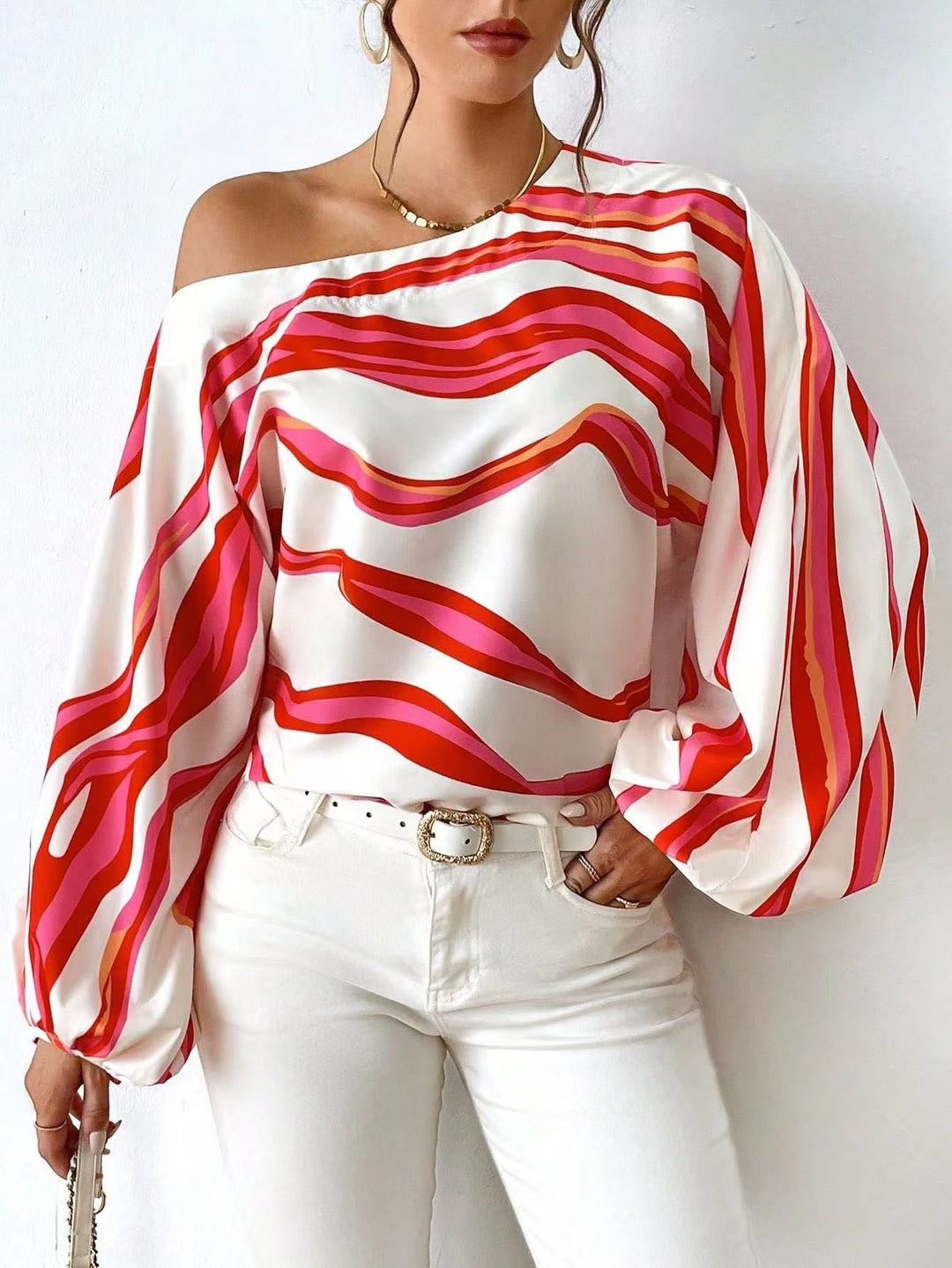 Casual Off The Shoulder Summer Blouses-Shirts & Tops-Red-S-Free Shipping Leatheretro