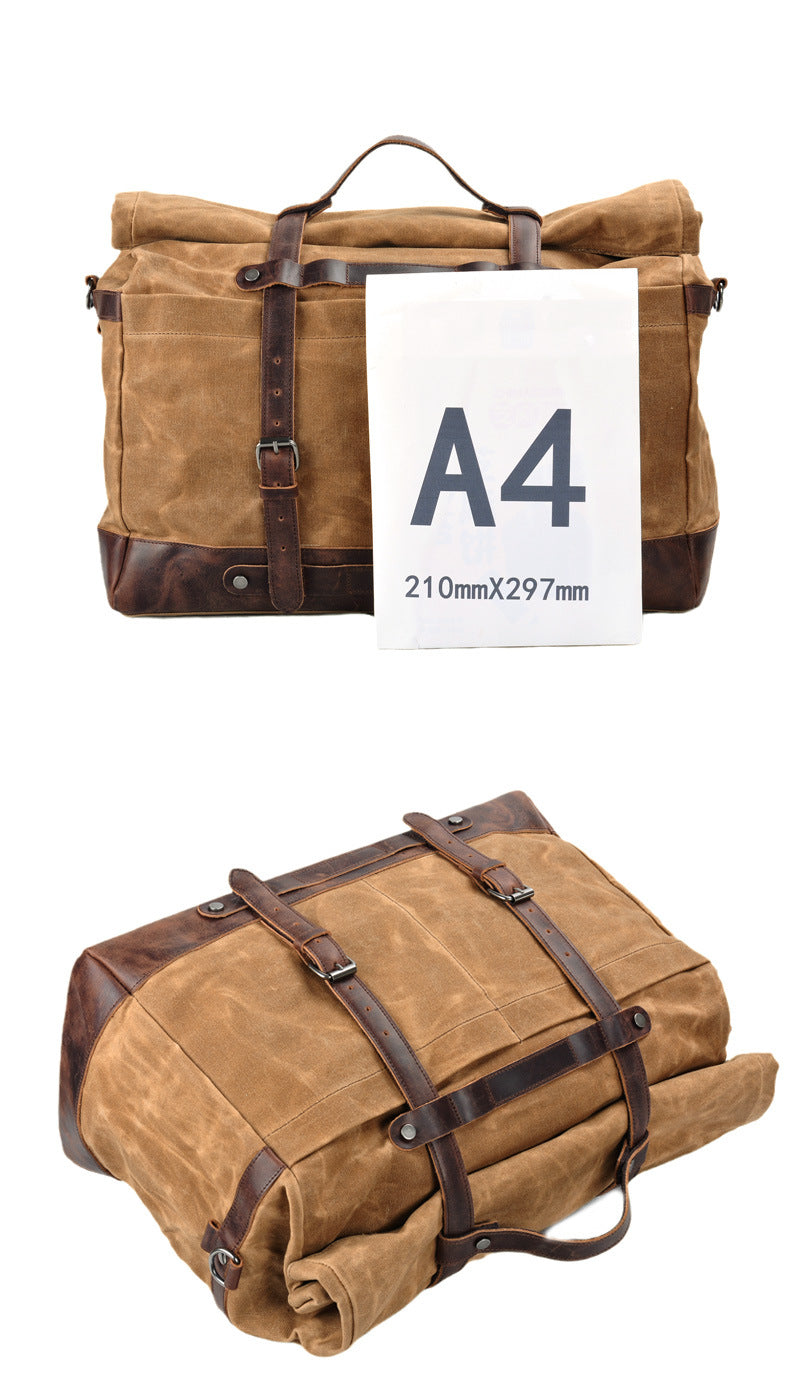 Large Capacity Vintage Waxed Canvas Travel Tote Bag-khaki-Free Shipping Leatheretro