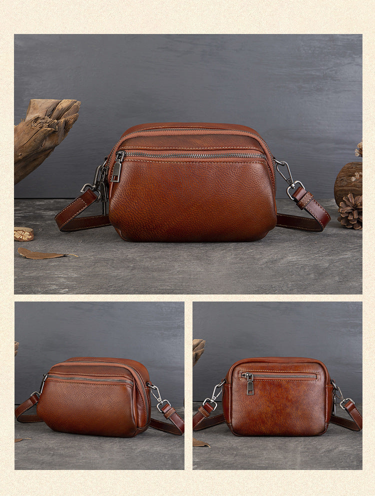 Vintage Distressed Leather Shoulder Bag-Handbags-Brown-Free Shipping Leatheretro