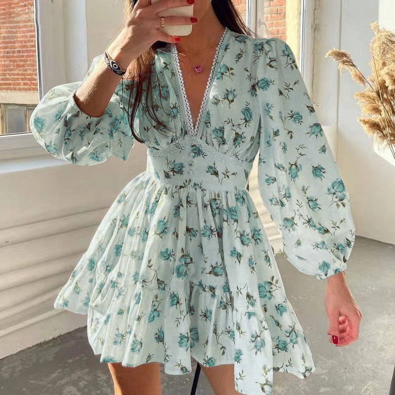 Elegant Sweet Summer Short Long Sleeves Short Dresses-dresses-Green-S-Free Shipping Leatheretro