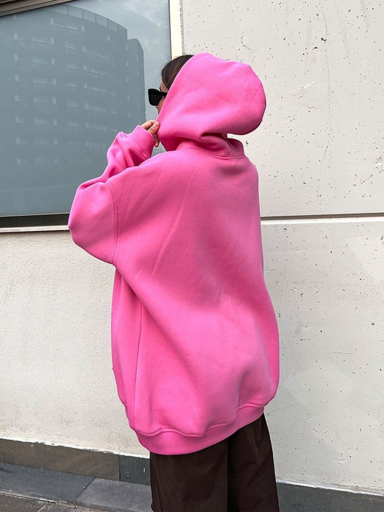 Casual Fall Winter Pockets Hoodies-Sweater&Hoodies-Pink-S-Free Shipping Leatheretro