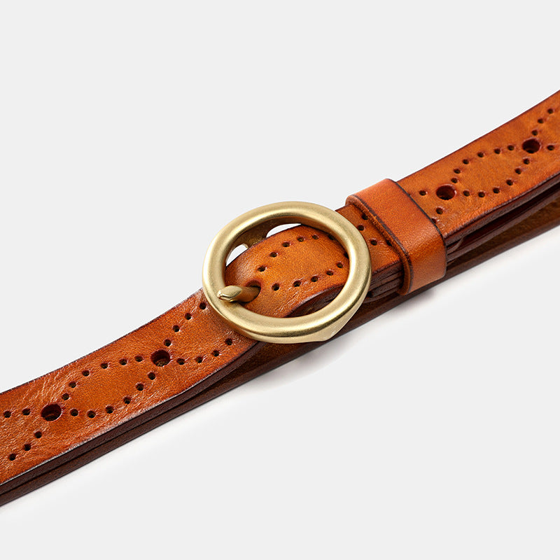 Women's Genuine Leather Belt-Green-105-125-Free Shipping Leatheretro