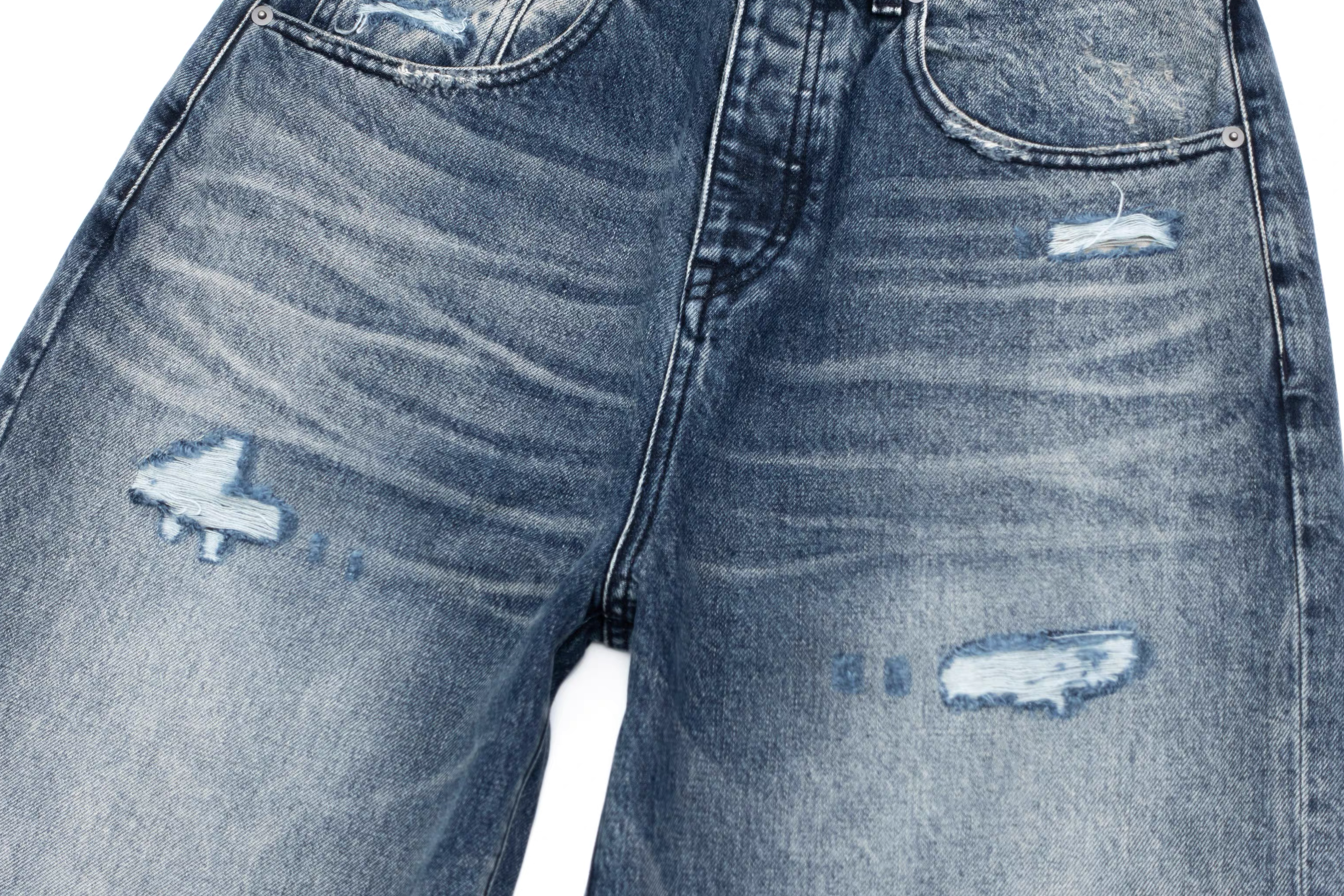 IN EXISTENCE x STM Washed Patched Distressed Straight Jeans-Jeans-S-Free Shipping Leatheretro