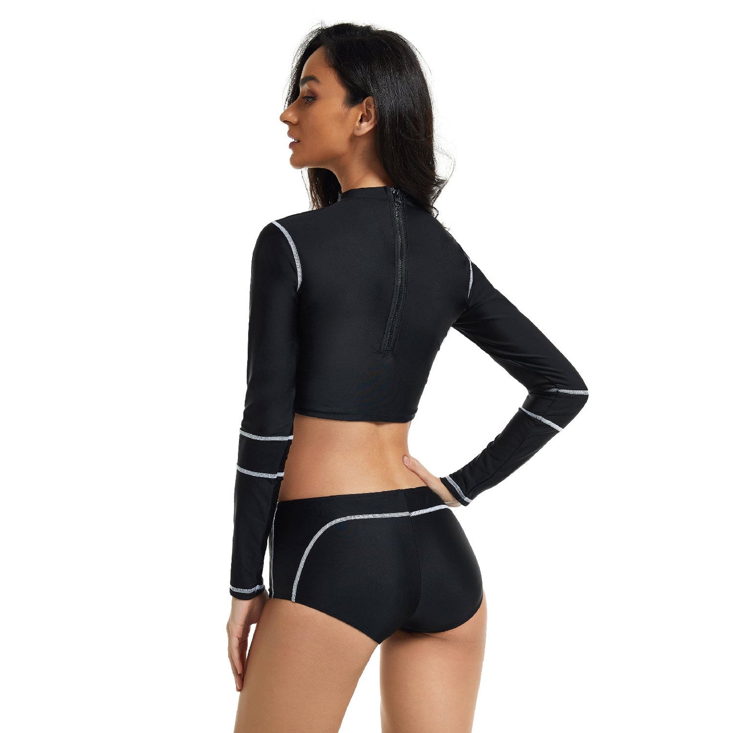 Sexy Women Long Sleeves Surfing Wetsuits-Swimwear-Black-S-Free Shipping Leatheretro