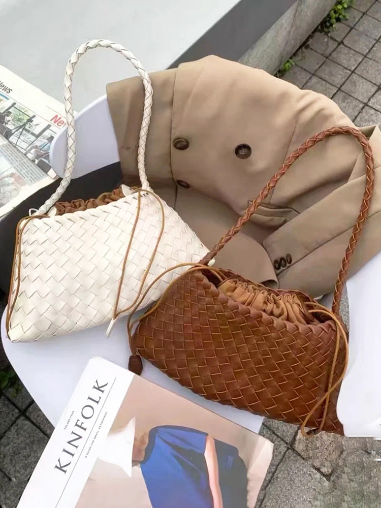 Retro Genuine Leather Woven Handbag for Women-Handbags-Ivory-Free Shipping Leatheretro