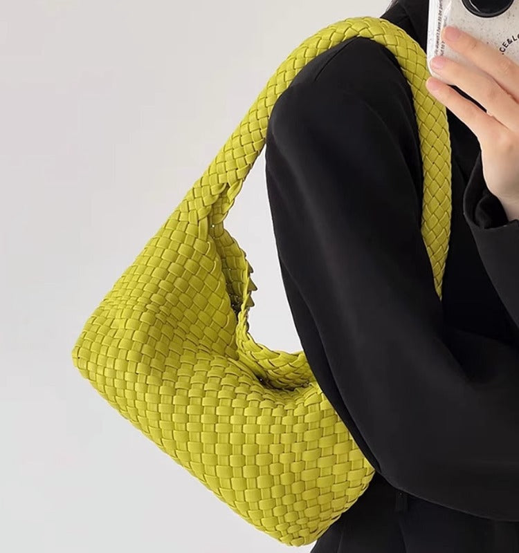 Handwoven Faux Leather Women's Bag – Stylish Crossbody Handbag-Avocado green + change purse-Free Shipping Leatheretro