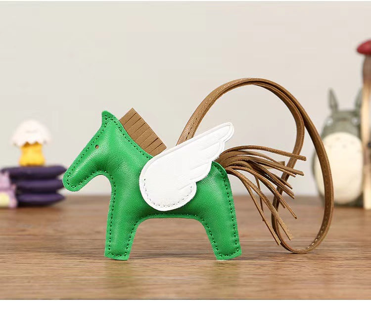 Handmade Sheepskin Car Rearview Mirror Charm Keychain-Keychains-Left Message for Number-Free Shipping Leatheretro