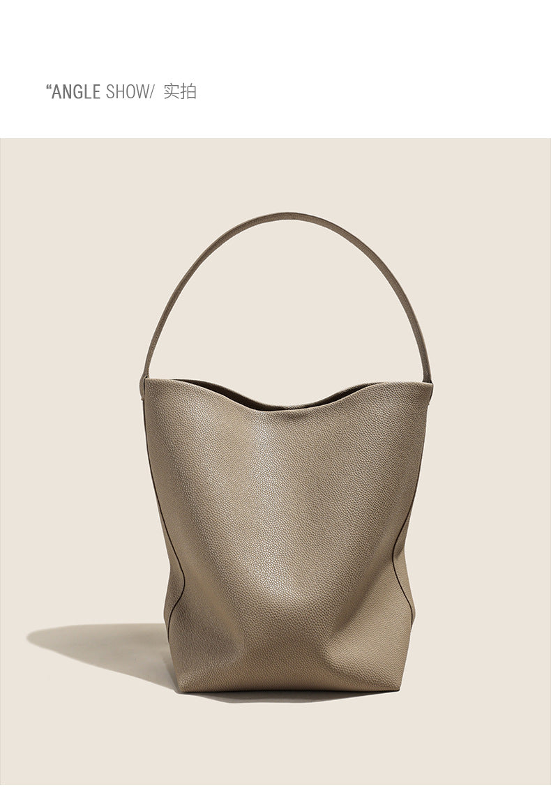 Designed Genuine Leather Bucket Bag-Handbags-Off the White-Free Shipping Leatheretro
