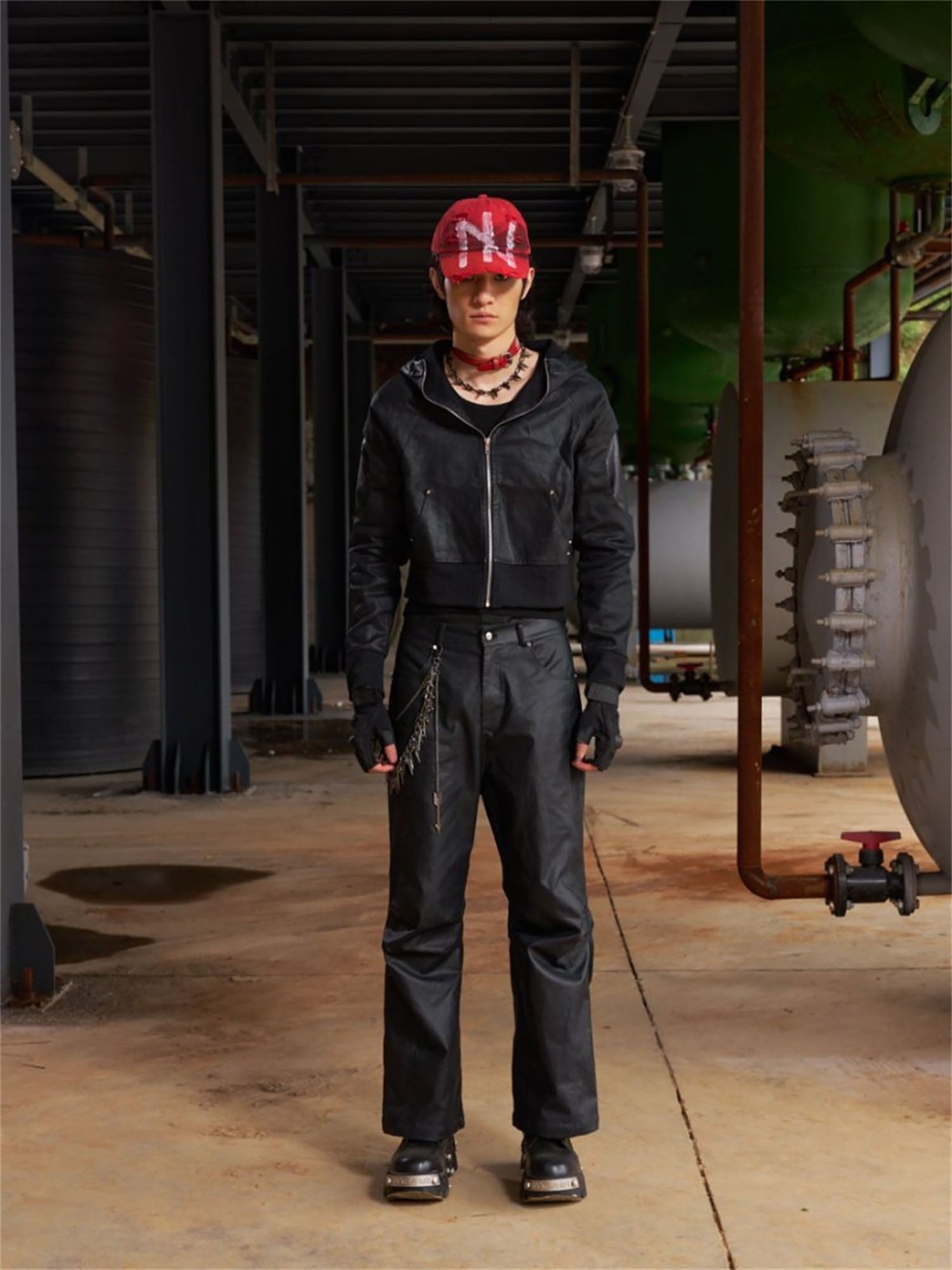 RECOVER ZONE Distressed Rivet PU Cropped Jacket-Jacket-S (Preorder)-Free Shipping Leatheretro
