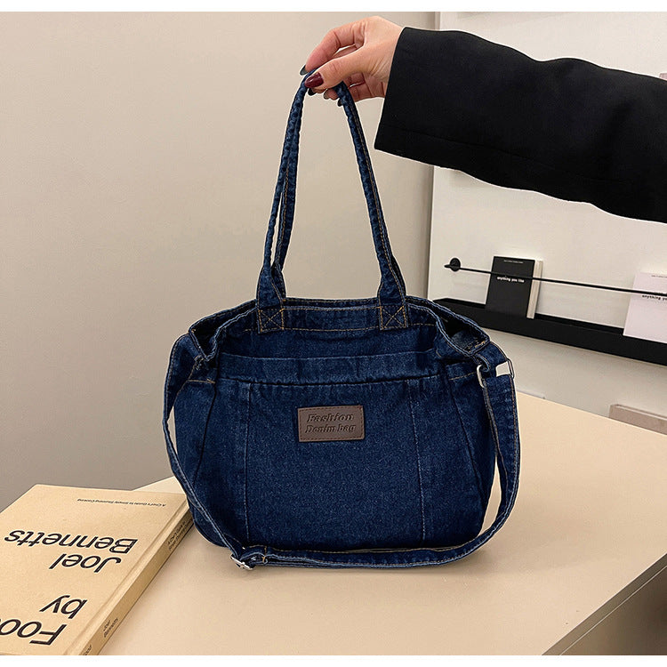 Denim Tote Bag for Women-Canvas Bag-Dark Blue-Free Shipping Leatheretro