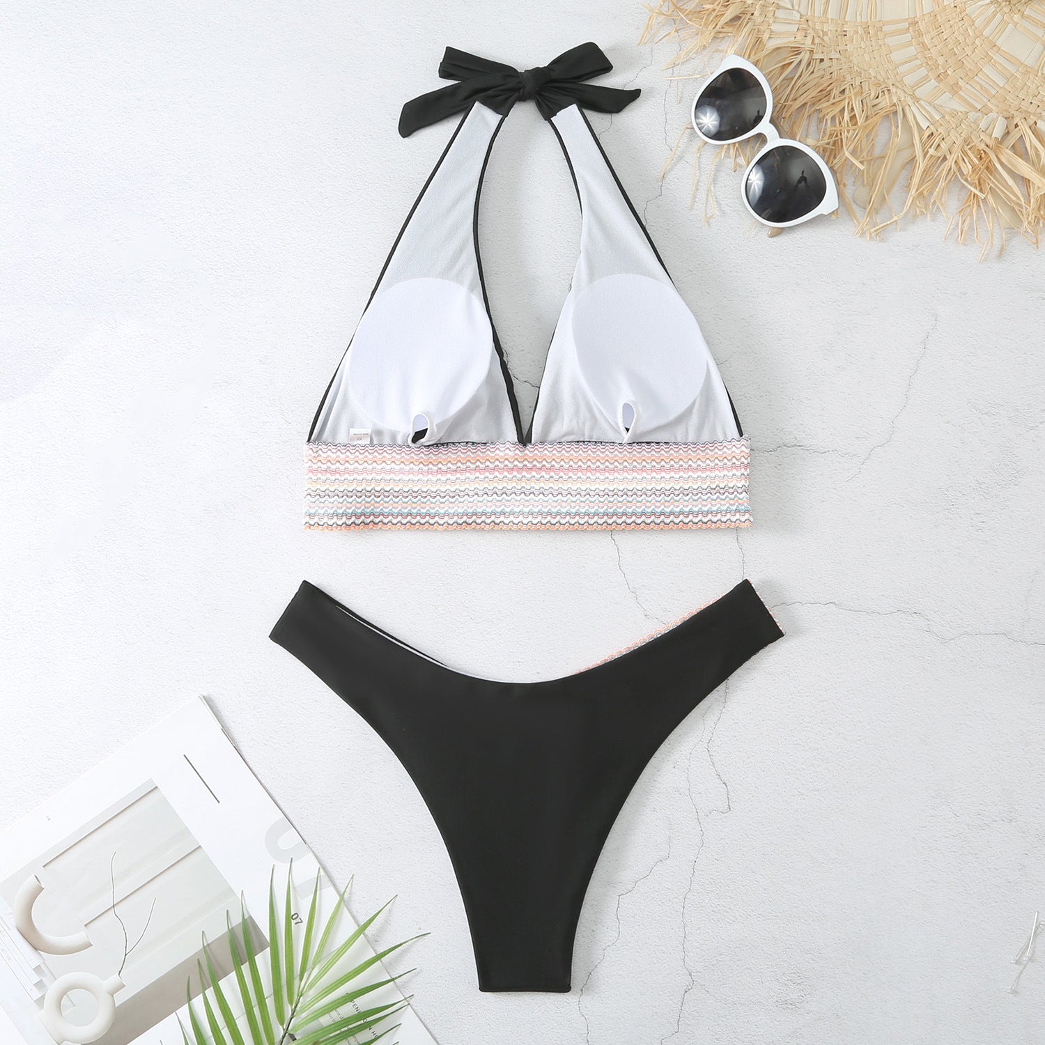 Sexy Halter Neckline Bikini Swimsuits-Swimwear-White-S-Free Shipping Leatheretro