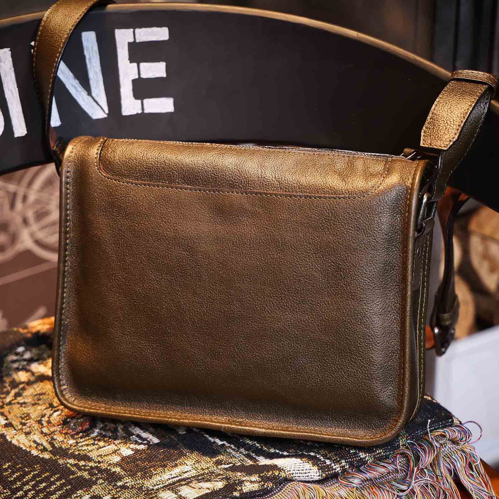 Men's Vintage Messenger Bag - Handmade Full-Grain Vegetable-Tanned Leather Messenger Bag-Messenger Bags-Coffee-Free Shipping Leatheretro