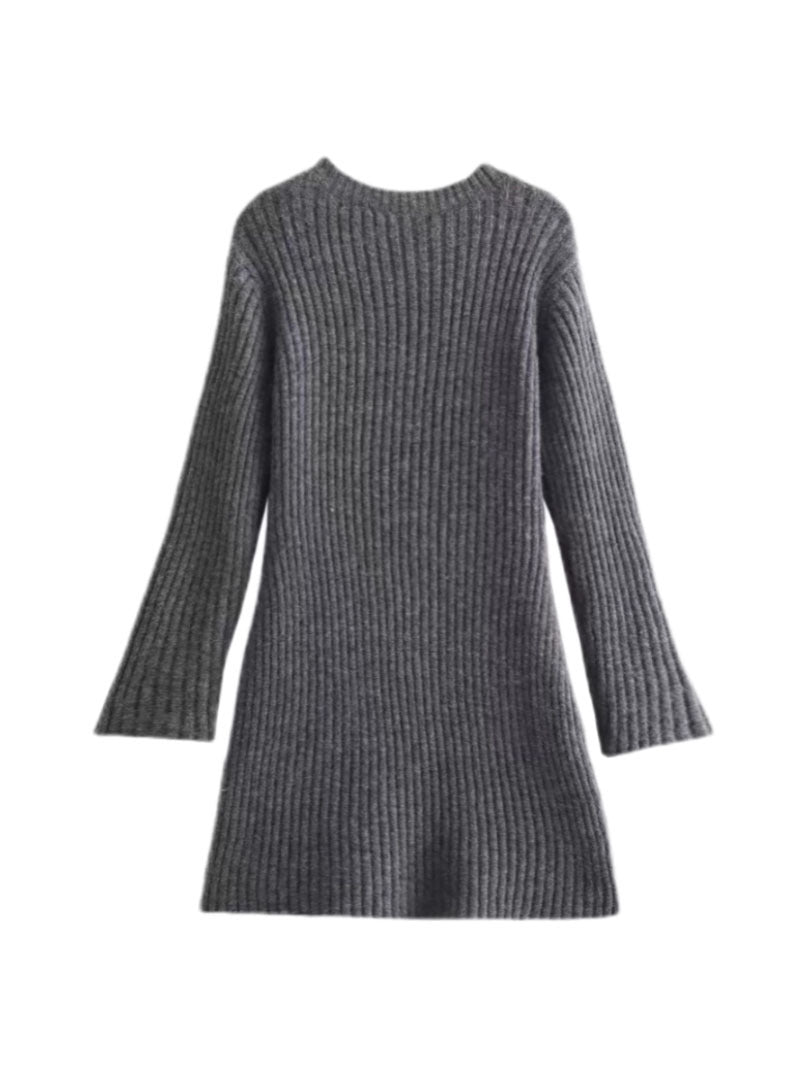 Fashion Long Sleeves Short Knitted Dresses-Dresses-Off the White-S-Free Shipping Leatheretro