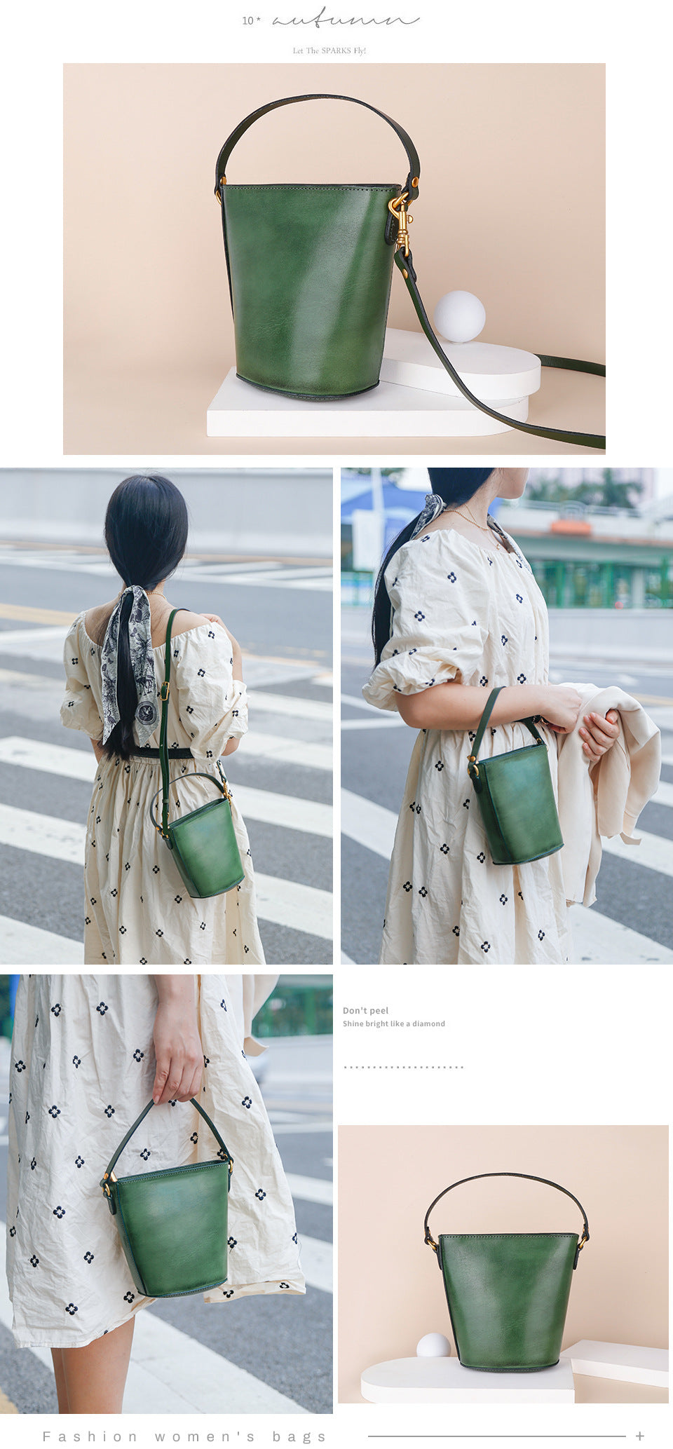 Vegetable-Tanned Leather Bag, Phone Bags-Handbags-Black-Free Shipping Leatheretro