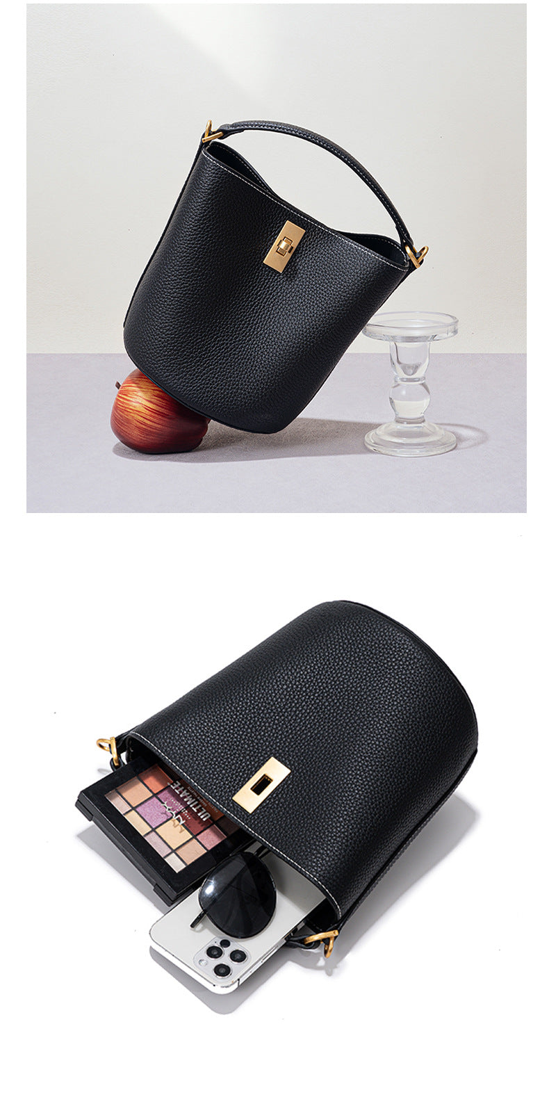 Stylish Large Capacity Bucket Bag –-Handbags-Black-Free Shipping Leatheretro