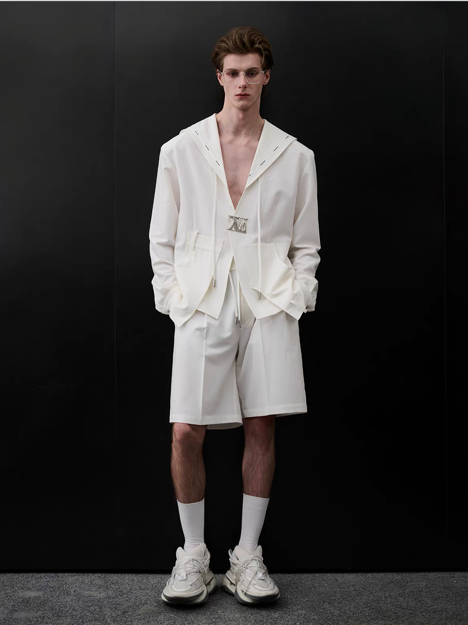 TIWILLTANG Minimal Sailor Collar Shirt-Shirt-S-White-Long-Free Shipping Leatheretro