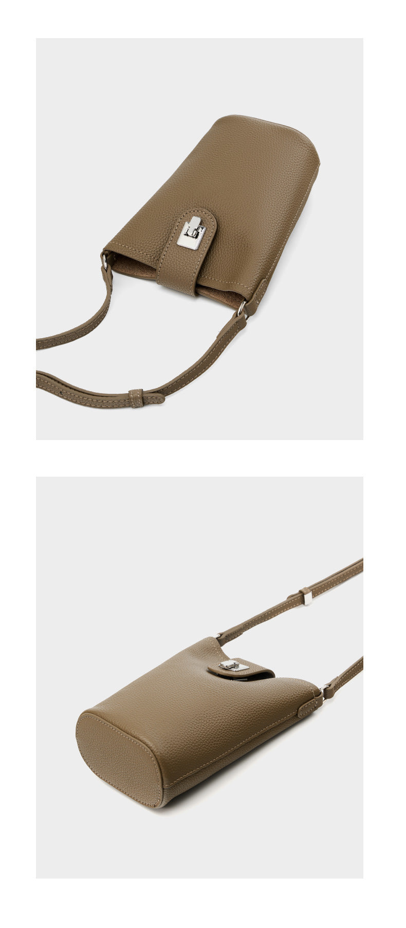 Top Grain Leather Shoulder Phone Bag for Women-Leather Phone Bags-Ivory-13*6.5*17.5-Free Shipping Leatheretro