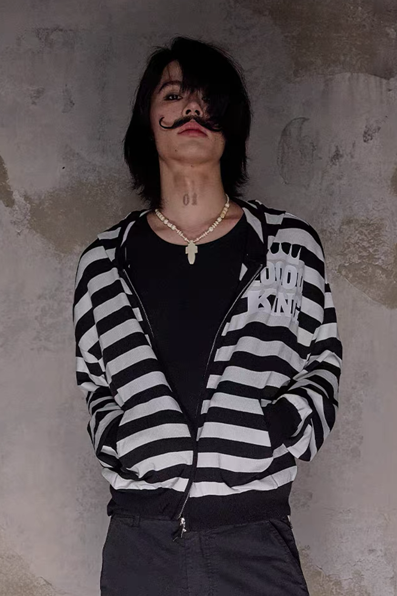 NOTHINGNESS WORLD Pirate Skull Graphic Striped Hoodie Jacket-Jacket-S-Free Shipping Leatheretro