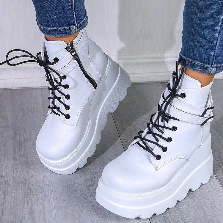 Fashion Plus Sizes Short Boots-boots-White-35-Free Shipping Leatheretro