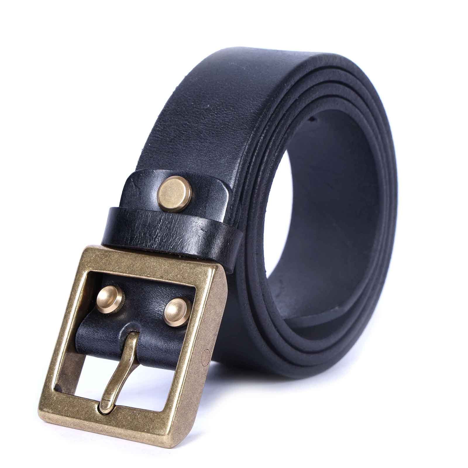 Vintage Men's Genuine Leather Belt Handmade Needle Buckle with Pure Copper Buckle Belt-Leather Belt-Dark Coffee-105cm-Free Shipping Leatheretro