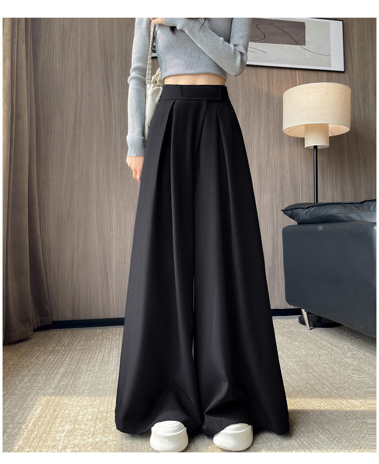 Casual High Waist Loose Wide Legs Straight Pants-Pants-Black-S-Free Shipping Leatheretro